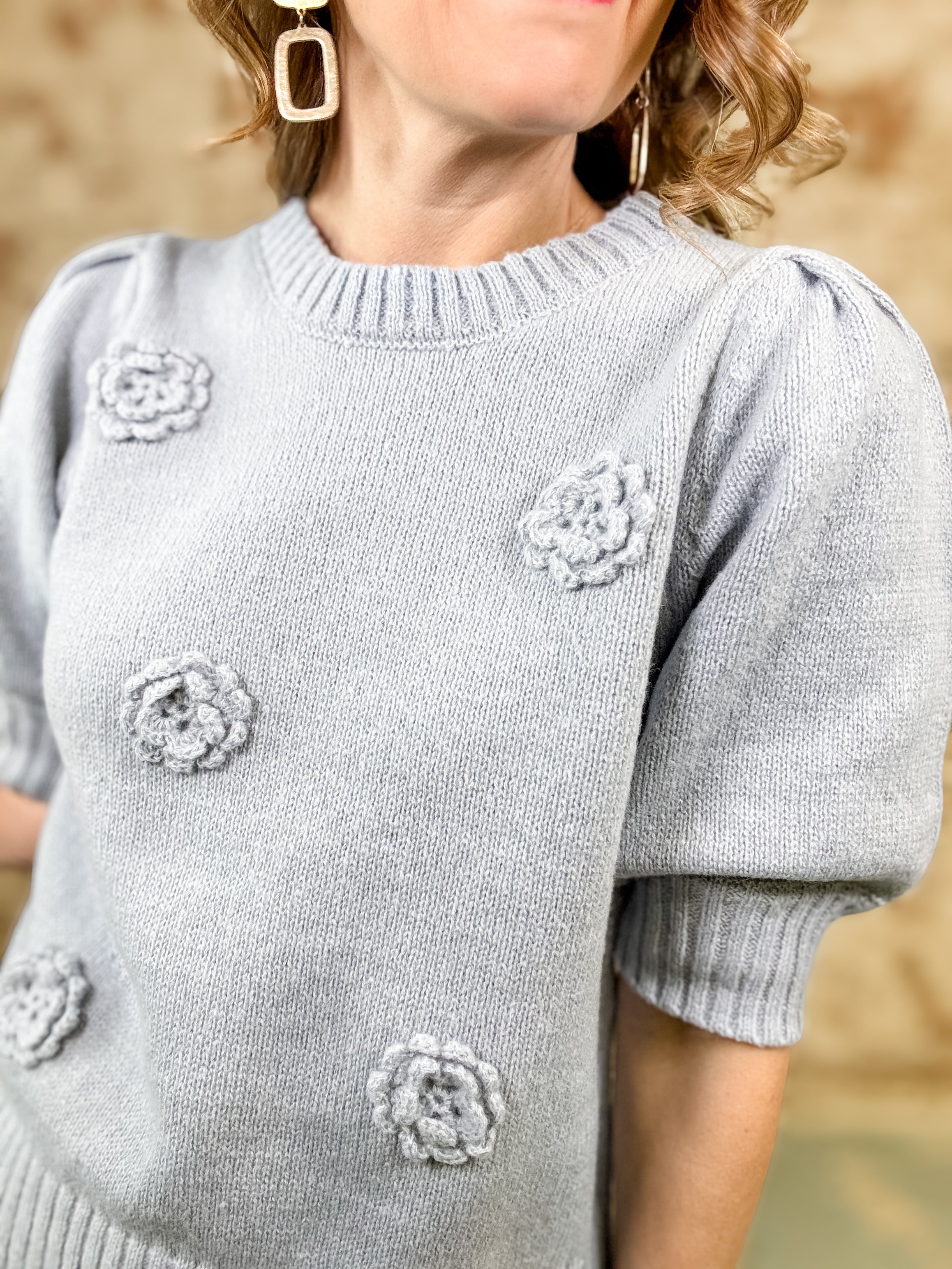 Icy Blue Flower Sweater