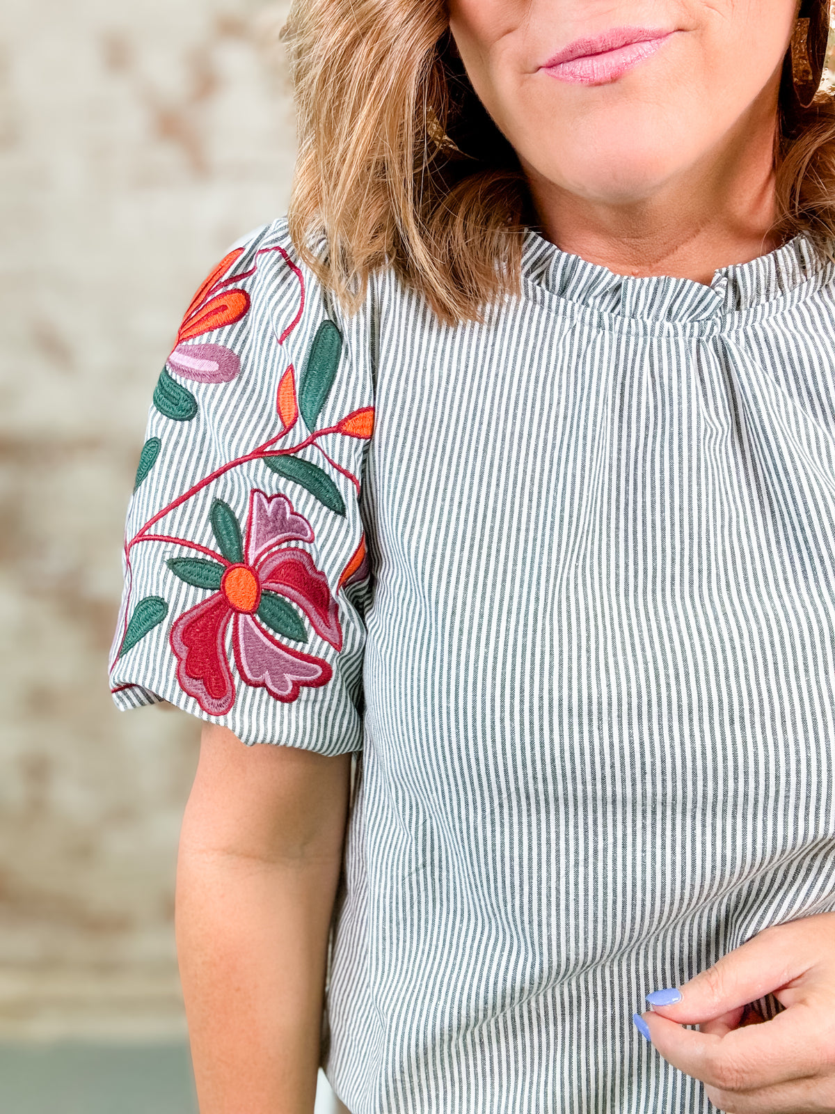 Louise Embroidered Stripe Top