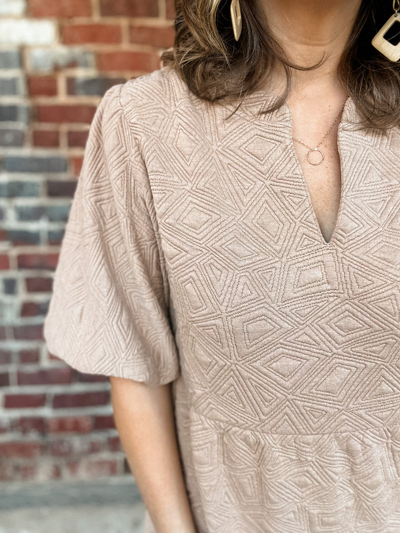 THML Textured Puff Sleeve Dress