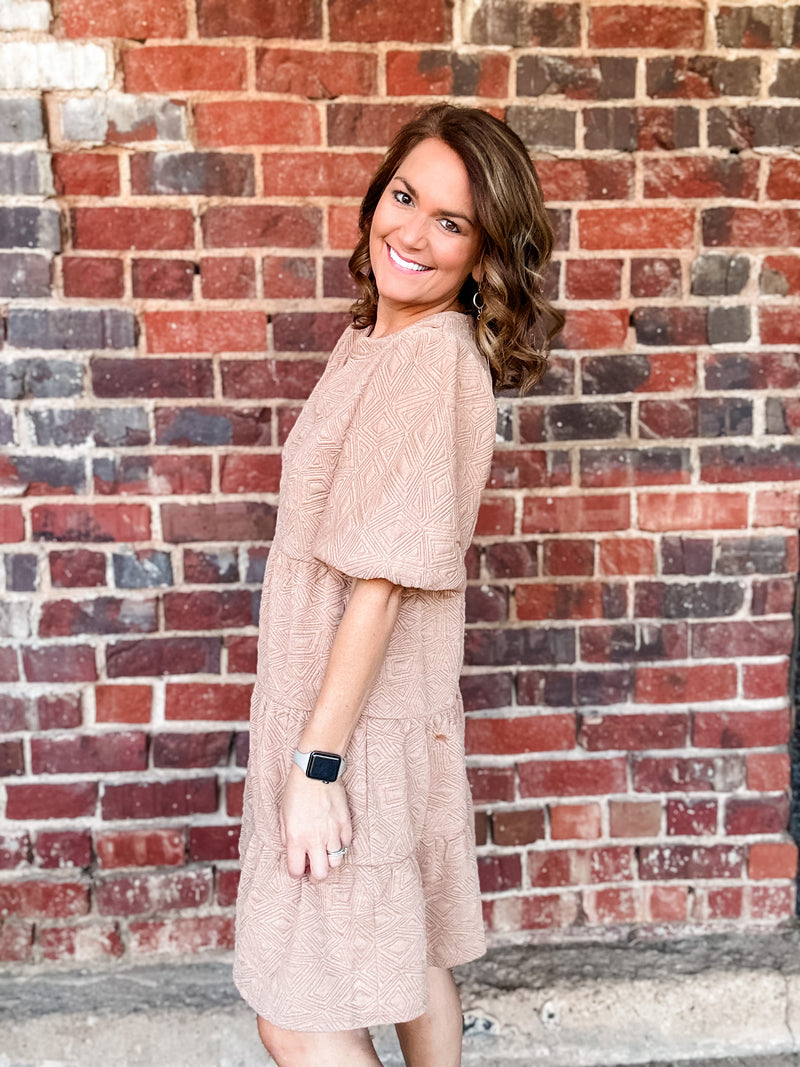 THML Textured Puff Sleeve Dress