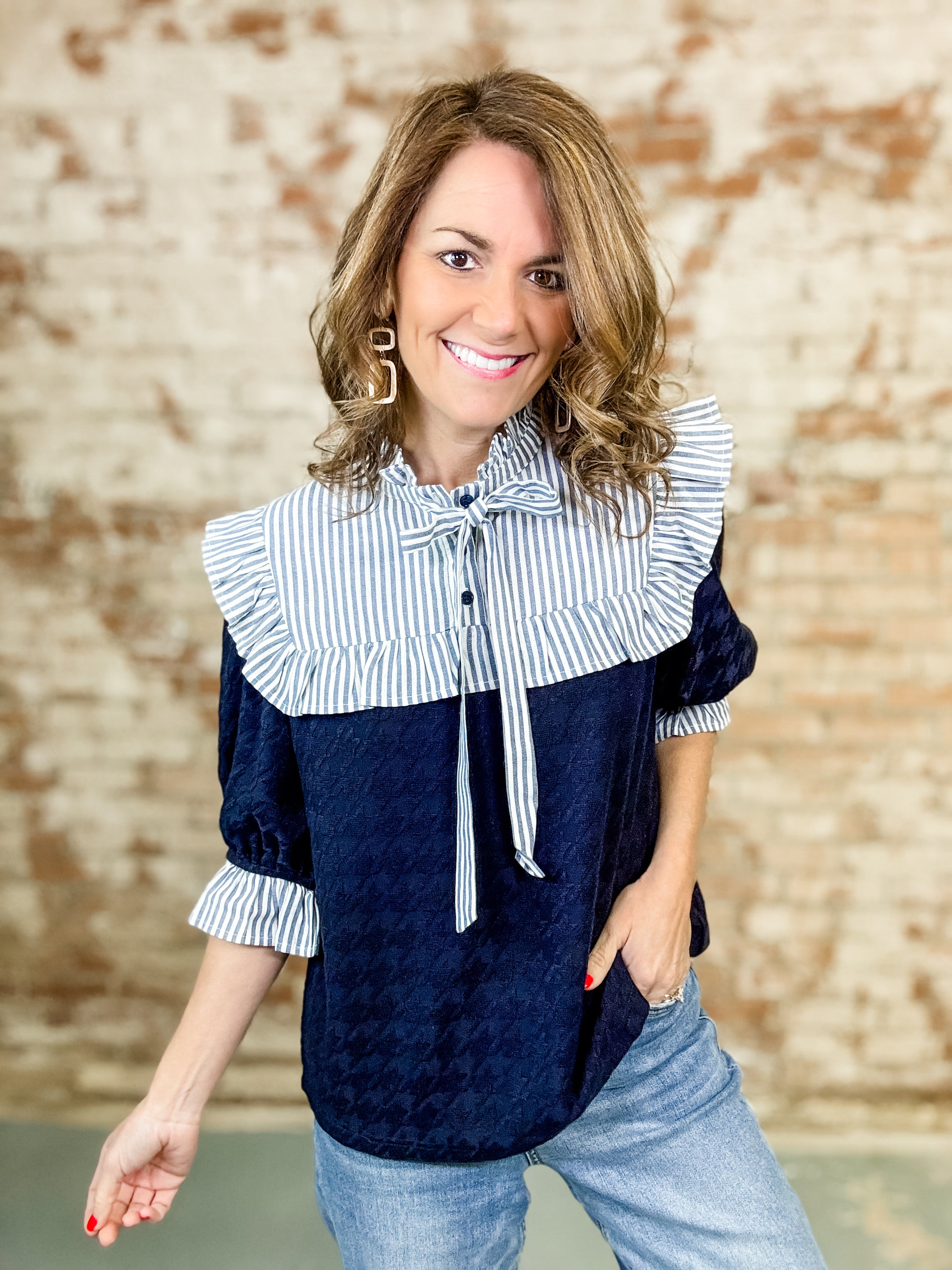 Darius Ruffle Stripe Knit Top