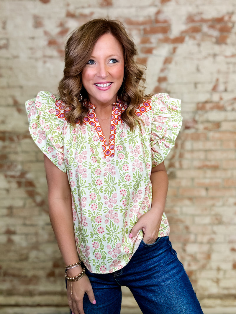 THML Acadia Ruffle Sleeve Top – abeccagrace