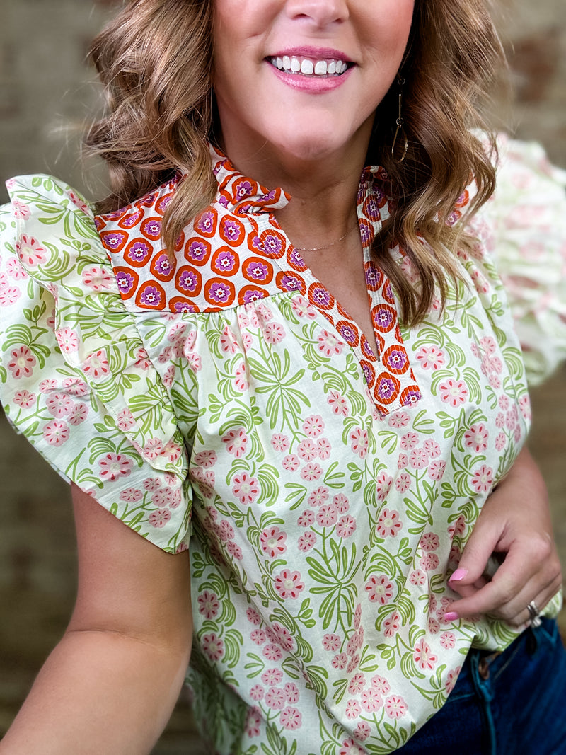 THML Acadia Ruffle Sleeve Top – abeccagrace