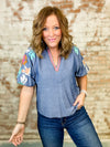 THML Haley Embroidered Sleeve Top