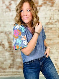THML Haley Embroidered Sleeve Top