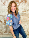 THML Haley Embroidered Sleeve Top