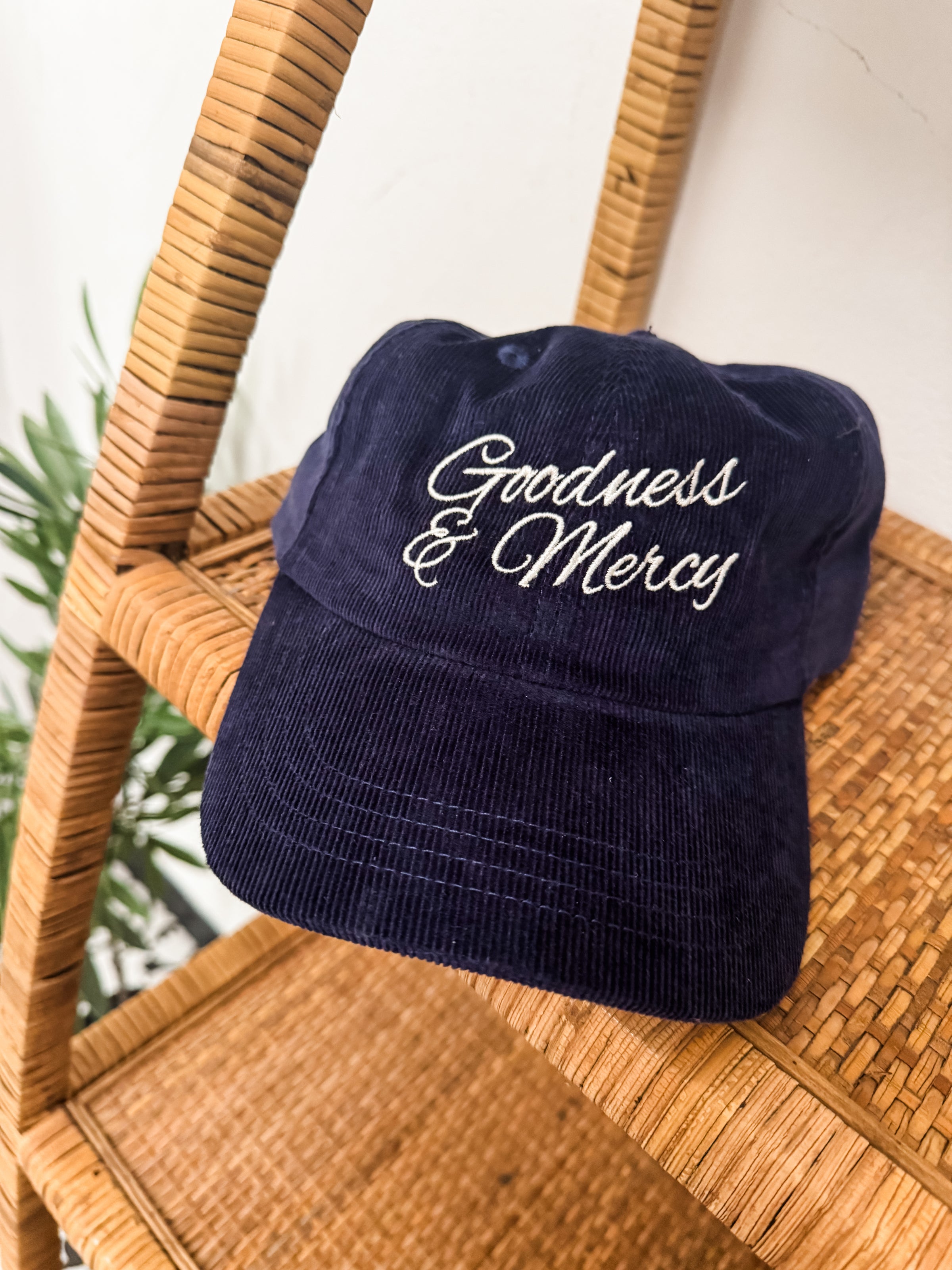 Goodness & Mercy Embroidered Corduroy Hat