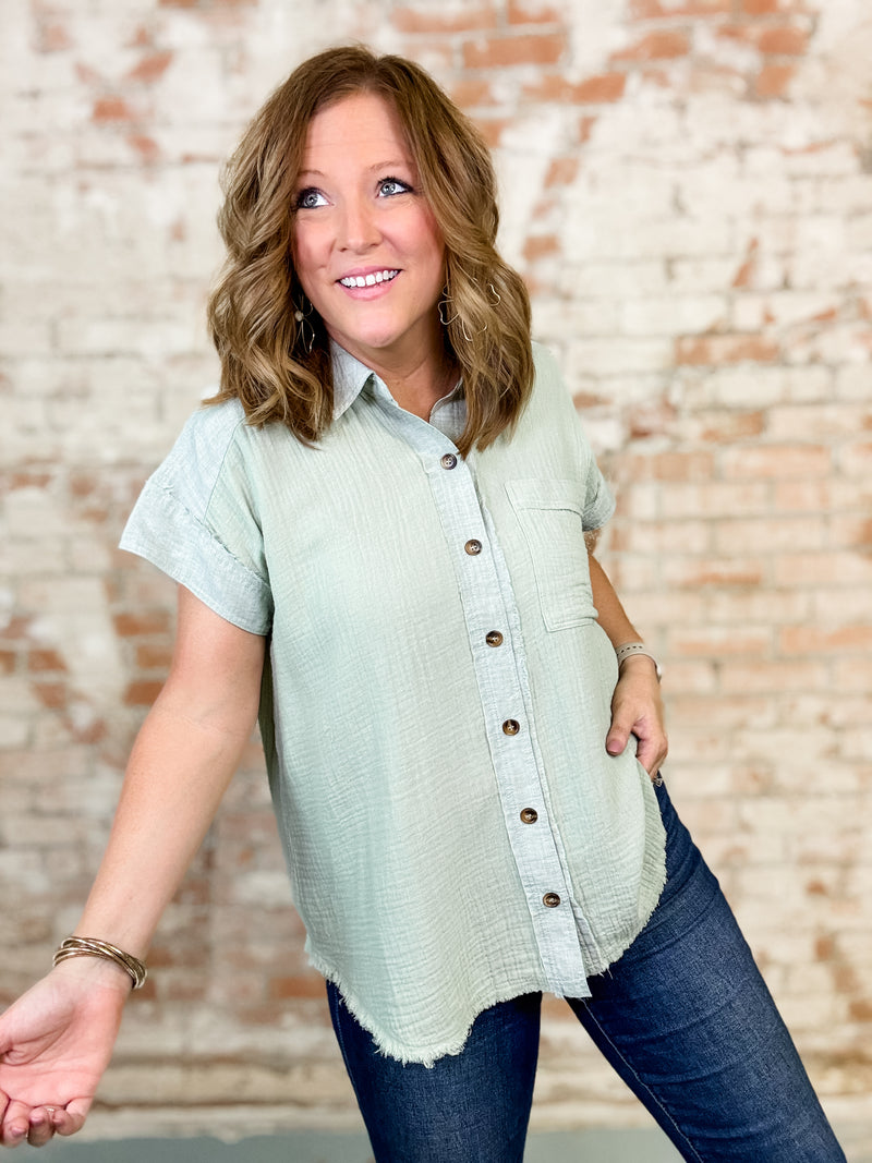 Brenda Gauze Button Front Top