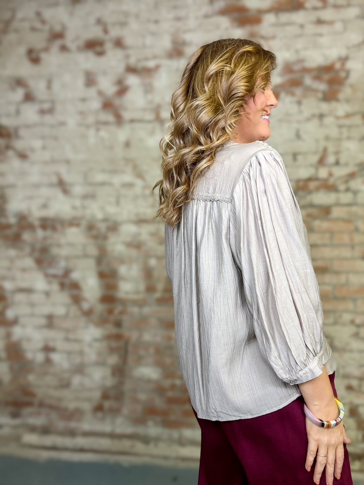 Alexia Solid Button Down Top