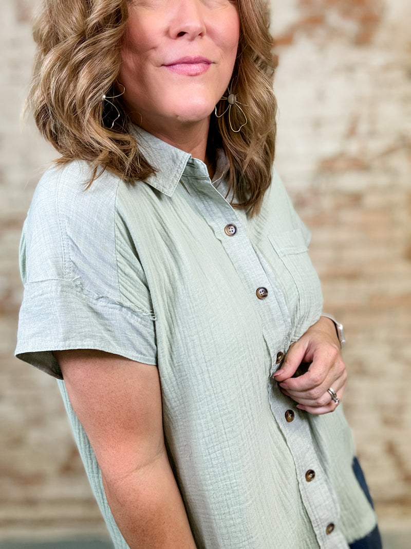Brenda Gauze Button Front Top