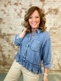 Veda Ruffle Denim Top