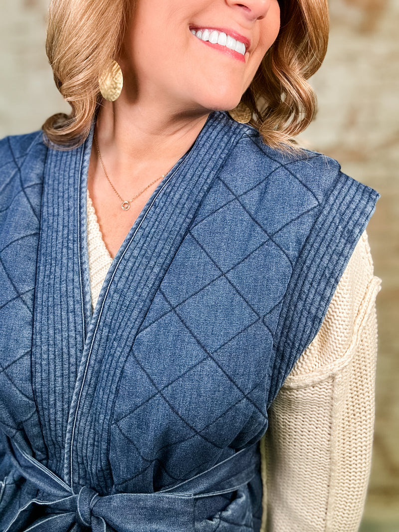 Carrie Denim Quilted Vest