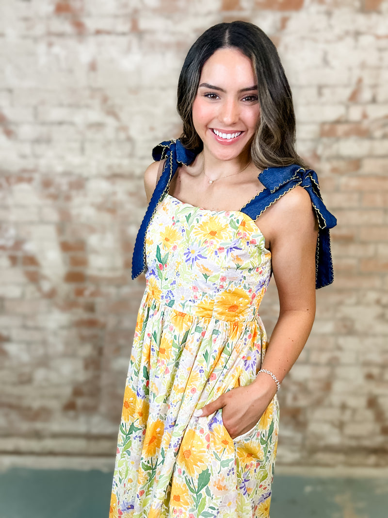 Shayna Bow Tie Floral Dress