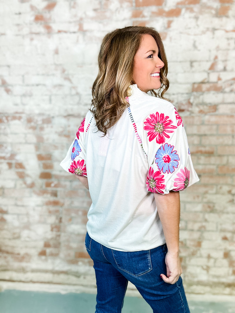 THML Raelynn Embroidered Velvet Top