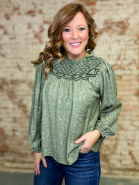 Analia Embroidered Yoke Top