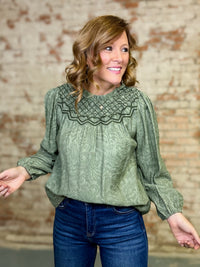 Analia Embroidered Yoke Top