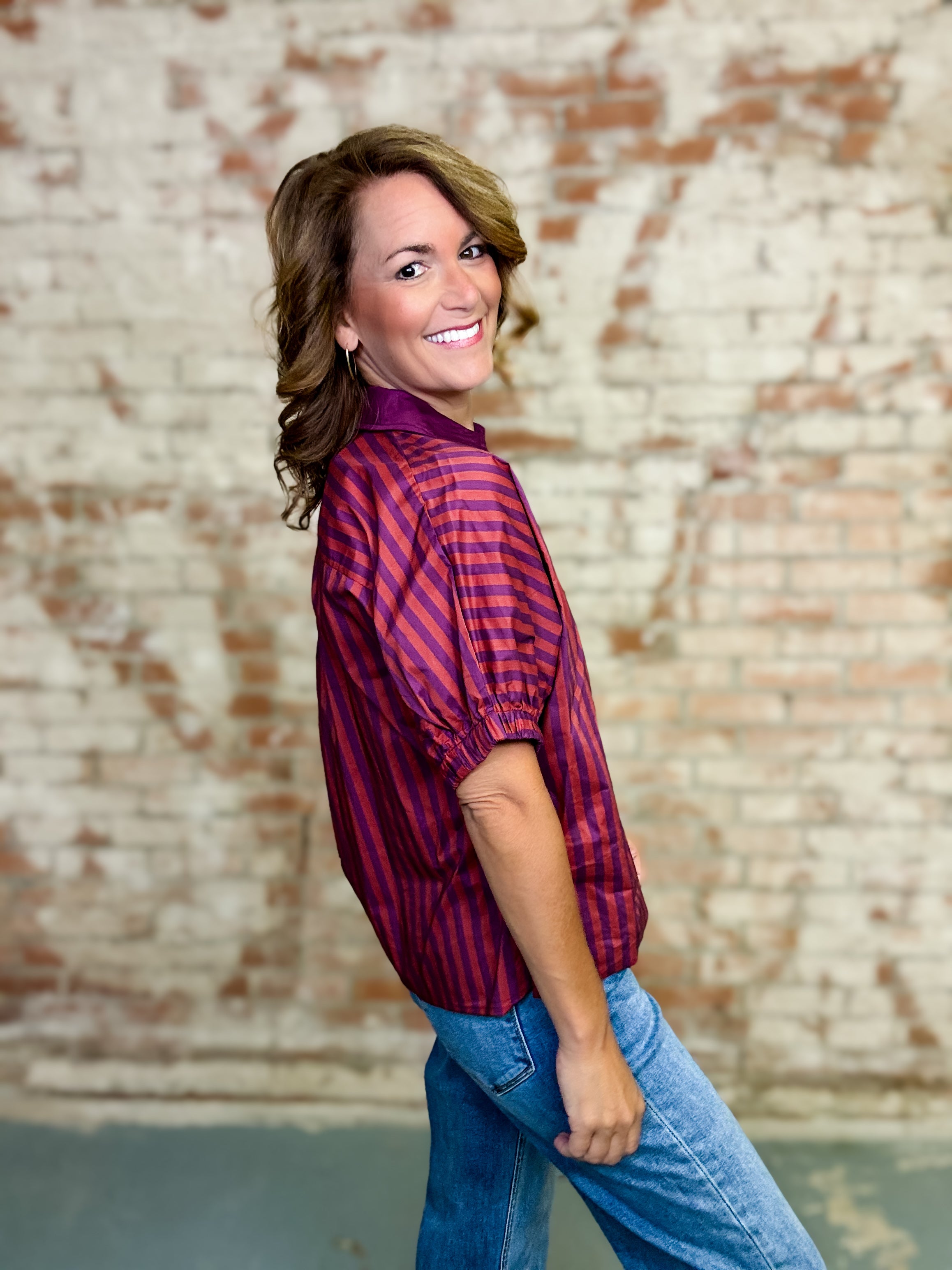 Shellee Stripe Top