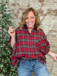 Eileen Plaid Button Up Top