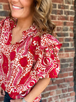 Paisley Puff Sleeve Top