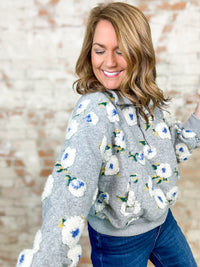 Justina Floral Sherpa Half Zip Top