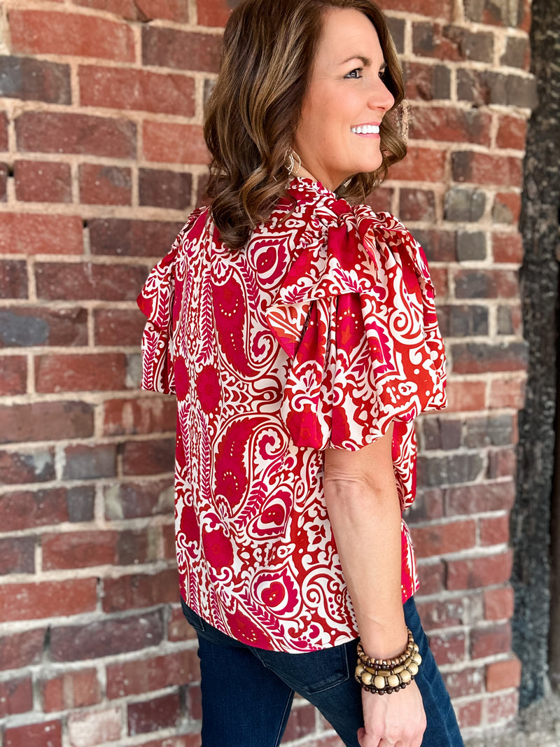 Paisley Puff Sleeve Top