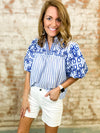 THML Erinda Embroidered Stripe Top