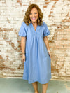 Cathy Solid Blue Dress