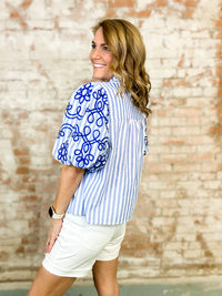 THML Erinda Embroidered Stripe Top
