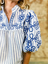 THML Erinda Embroidered Stripe Top