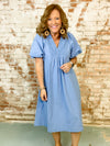 Cathy Solid Blue Dress