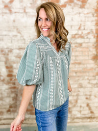THML Randi Embroidered Gingham Top