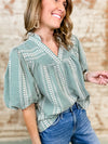 THML Randi Embroidered Gingham Top