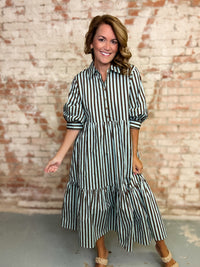 Leesha Stripe Midi Dress