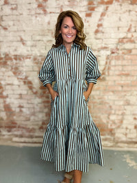 Leesha Stripe Midi Dress