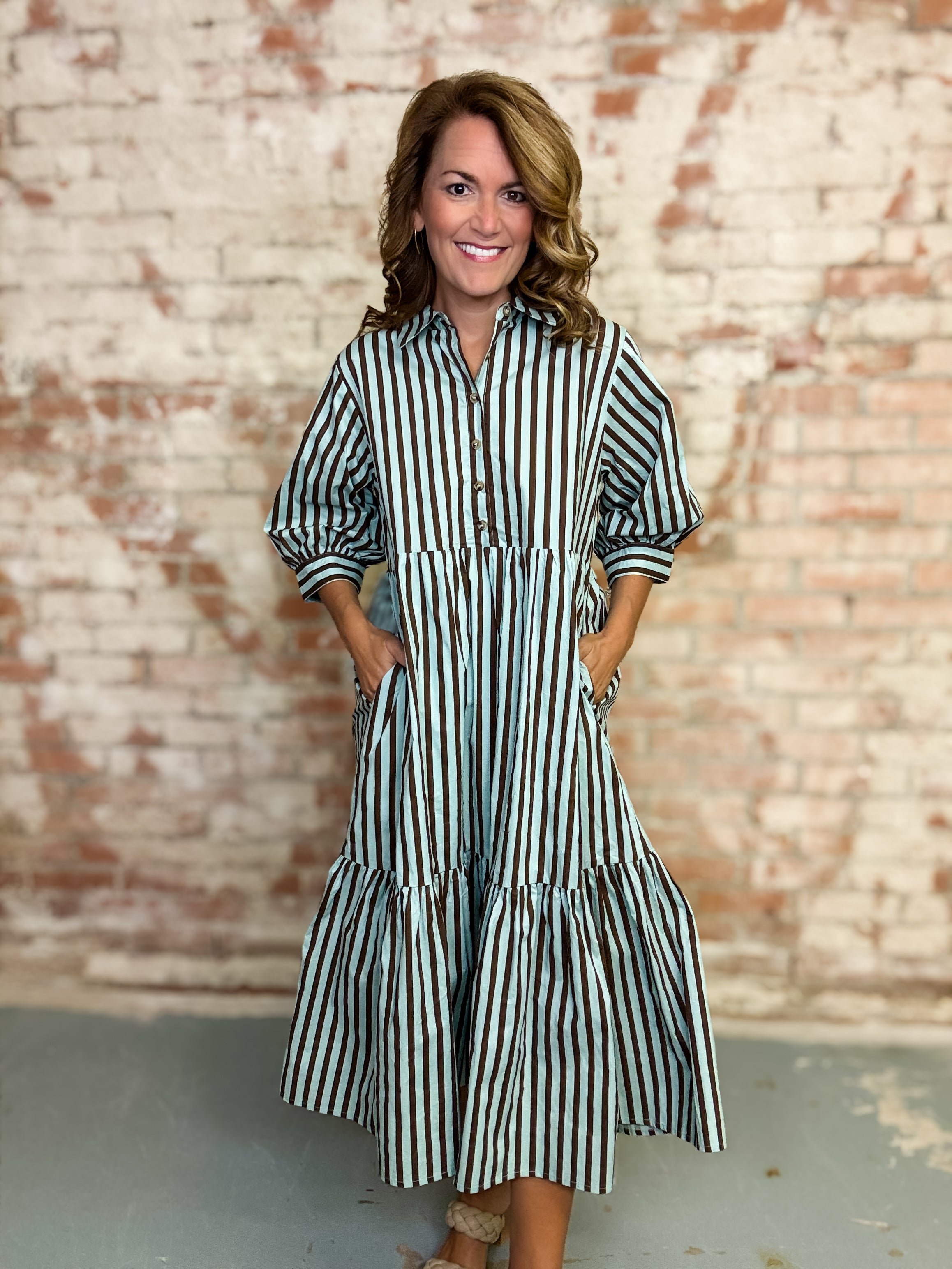 Leesha Stripe Midi Dress