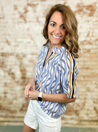 Nina Racer Stripe Print Top