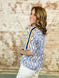 Nina Racer Stripe Print Top