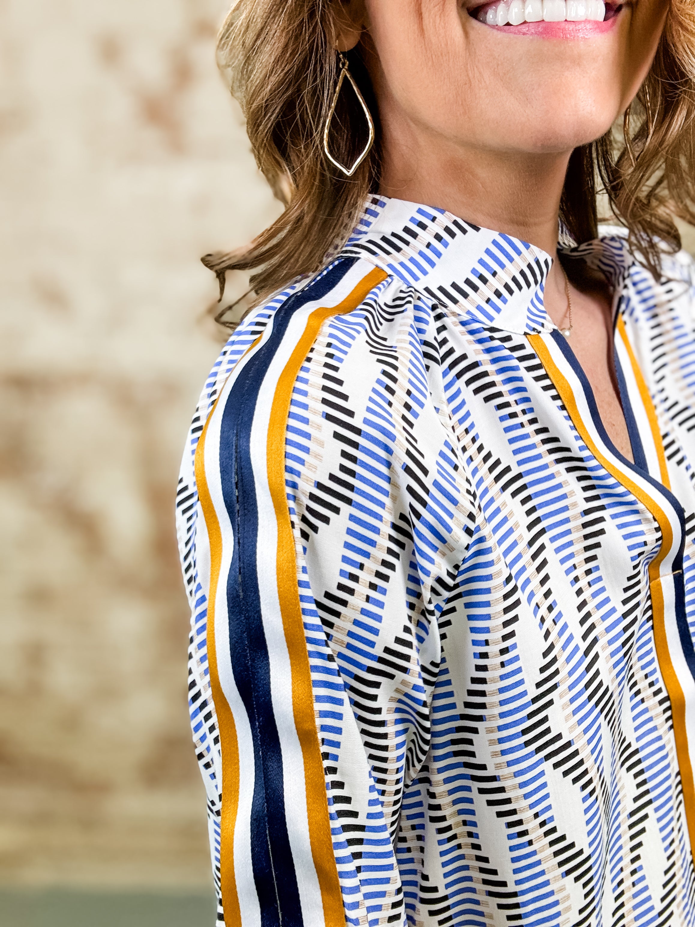 Nina Racer Stripe Print Top