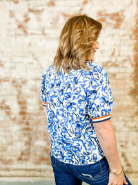 Jenny Floral Contrast Band Top