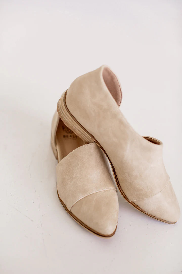 Carter Beige Side Cutout Flats - FINAL SALE