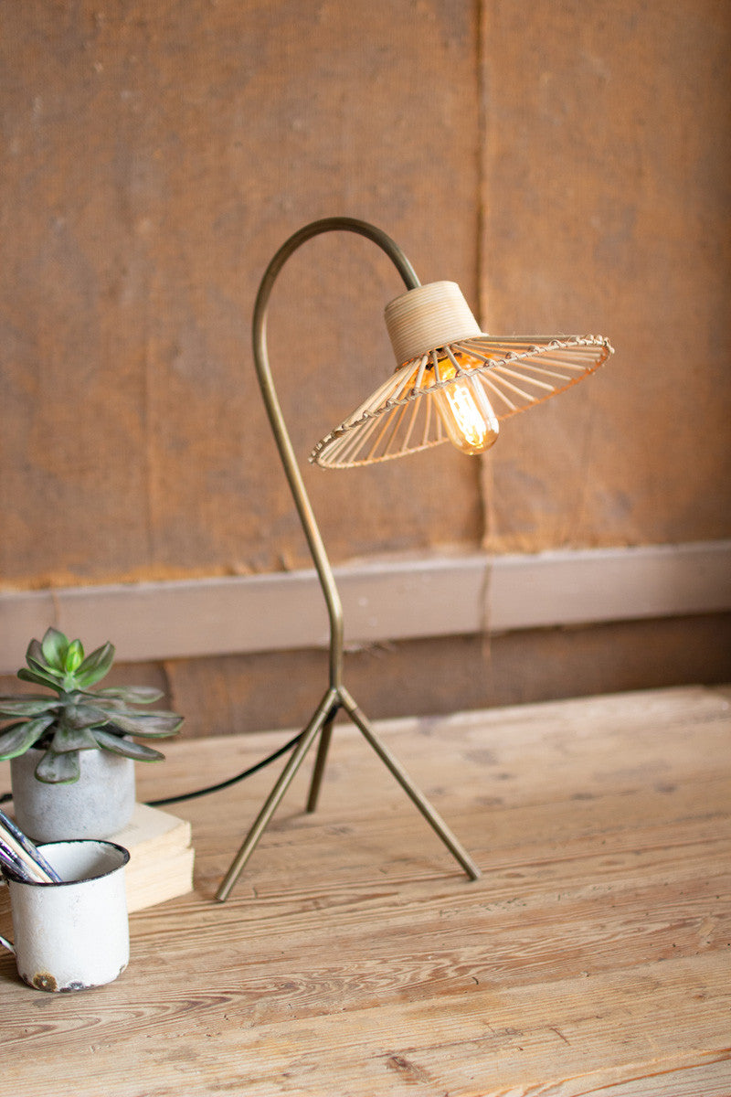 Rattan Umbrella Shade Table Lamp