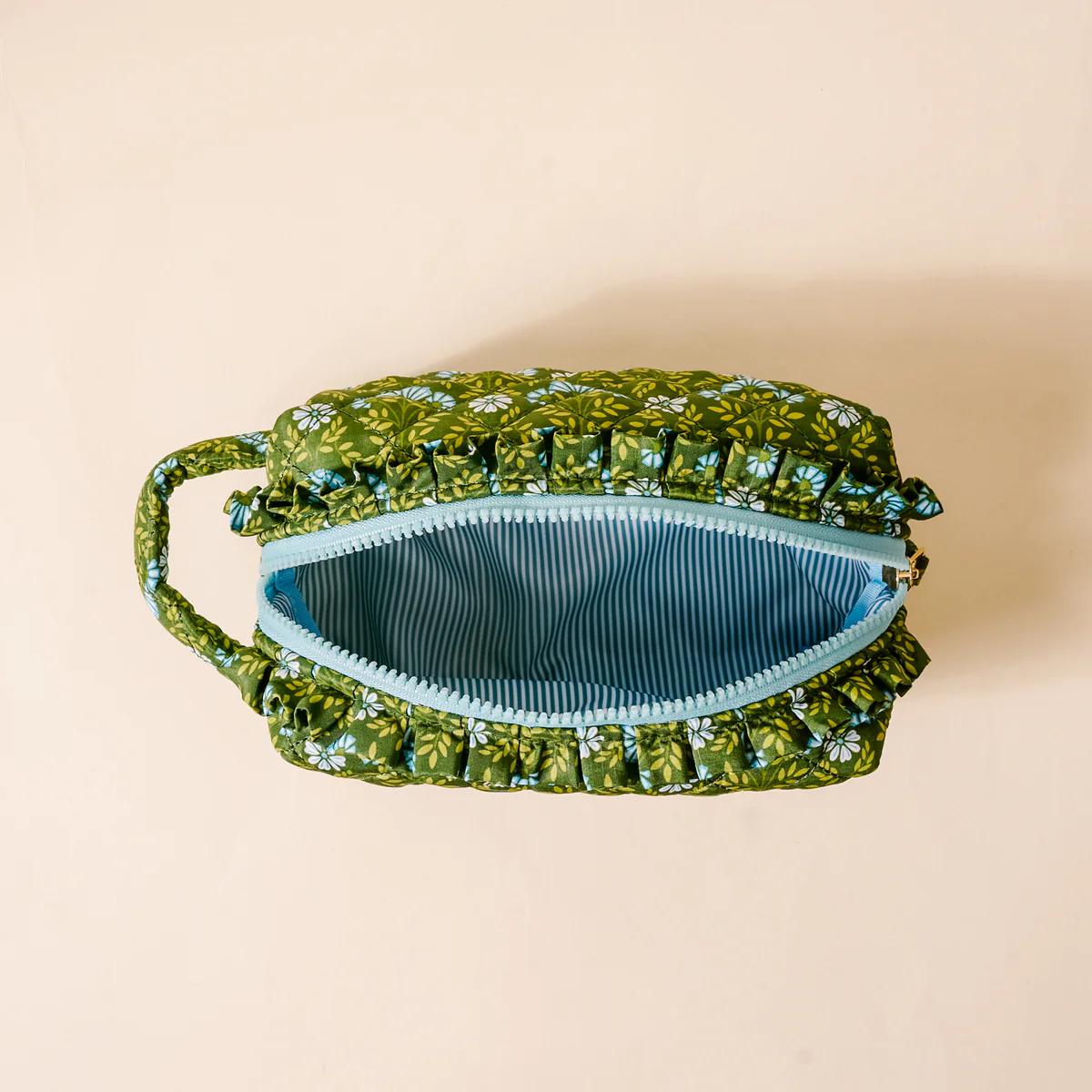 Essentials Quilted Cosmetic Pouch-Everbloom Forest Green