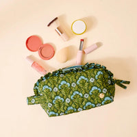 Essentials Quilted Cosmetic Pouch-Everbloom Forest Green