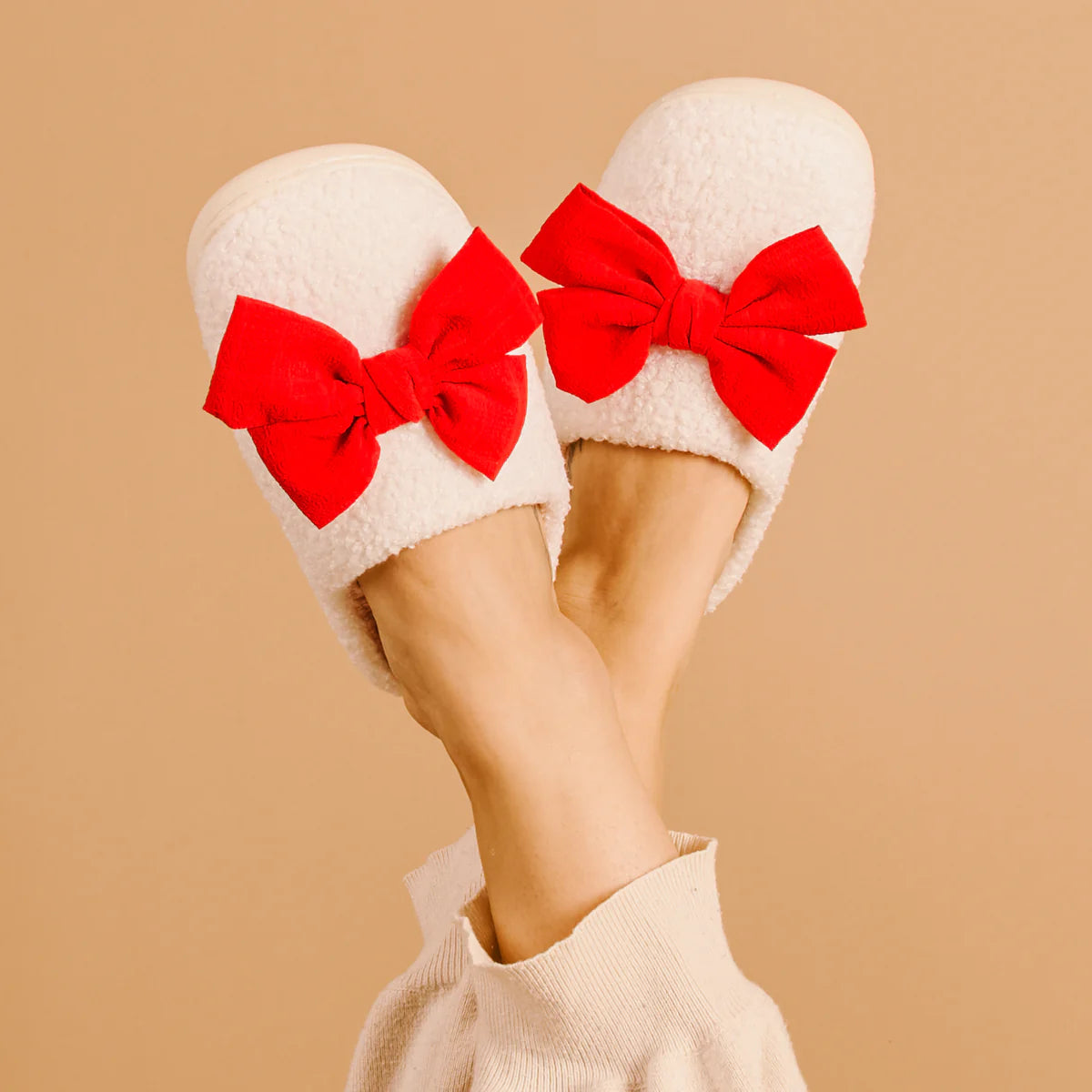 Poinsettia Bow Slippers