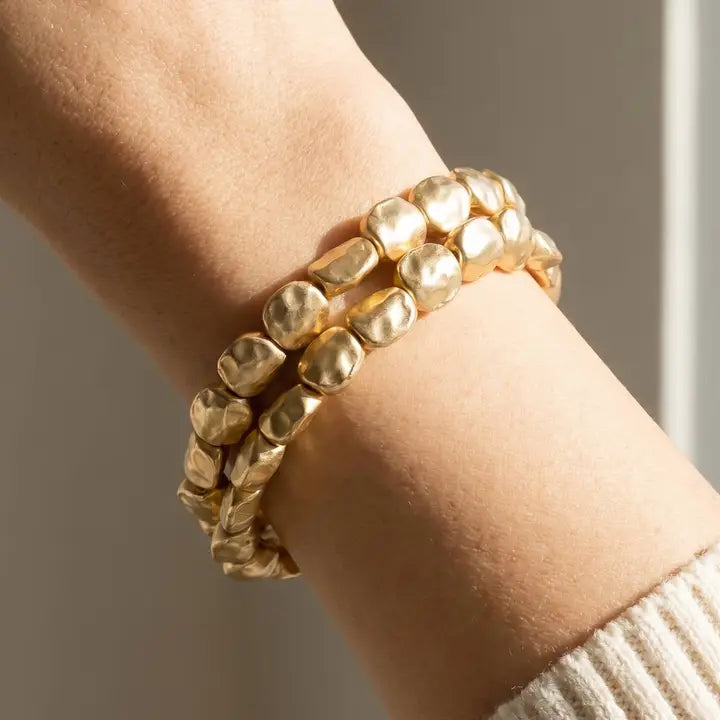 Nicki Hammered Nugget Bracelet Set