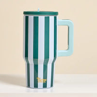 Teal Sicily Stripes Straw Tumbler