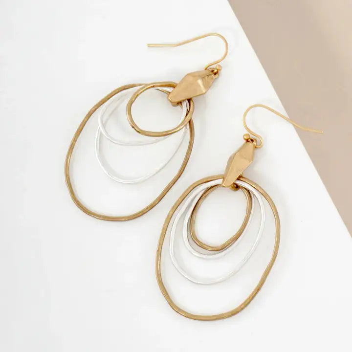 Metal Multi Circle Drop Dangle Earrings