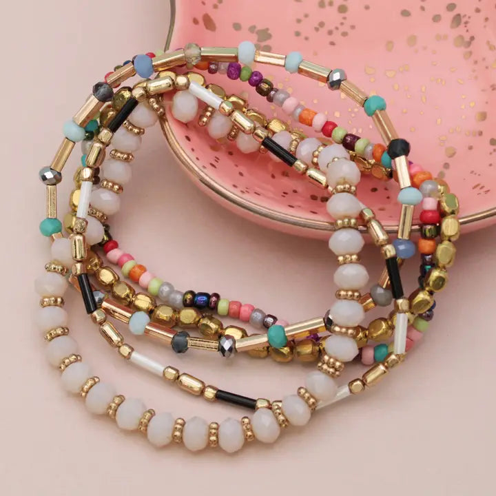 Dawn Pastel Gold Bead Bracelet