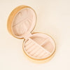Floral Golden Round Velvet Jewelry Case
