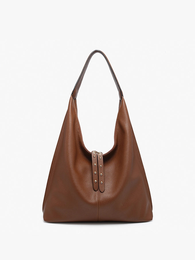 Tori Brown Slouchy Hobo with Studded Tassels